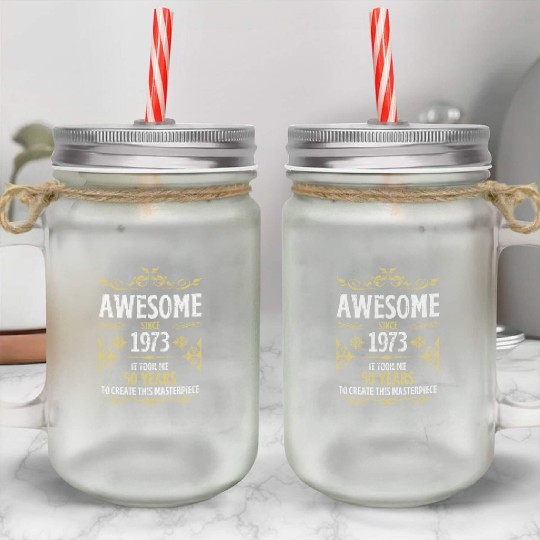 50th Birthday Vintage 1973 Mason Jar Cups