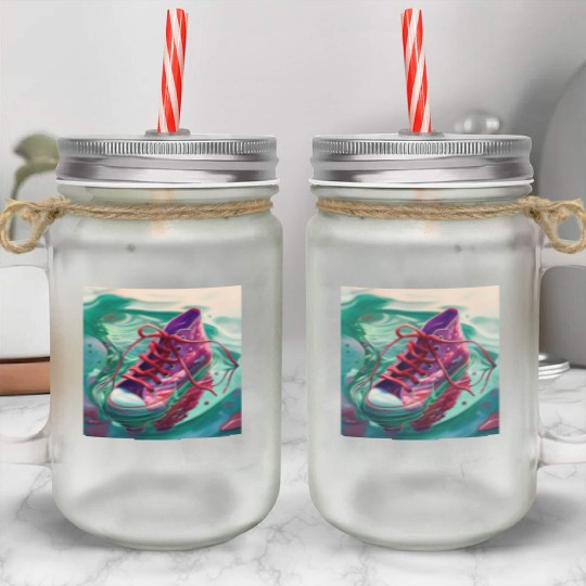 One purple running shoe Mason Jar Cups