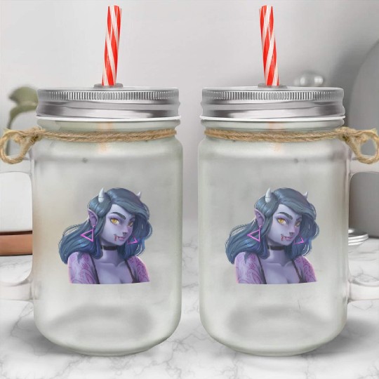 Girl Vampire Illustration with strong attitude Mason Jar Cups