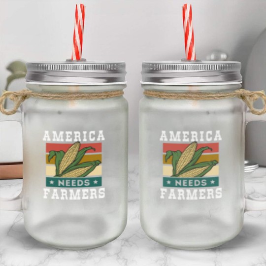 America Needs Farmers Mason Jar Cups