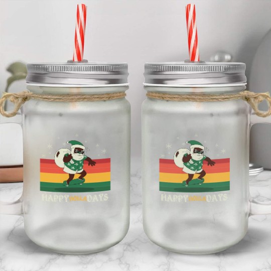 African American Santa Claus Mason Jar Cups