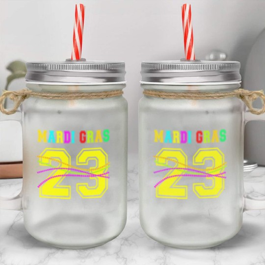 2023 Mardi Gras New Orleans Party Beads Bourbon St Mason Jar Cups