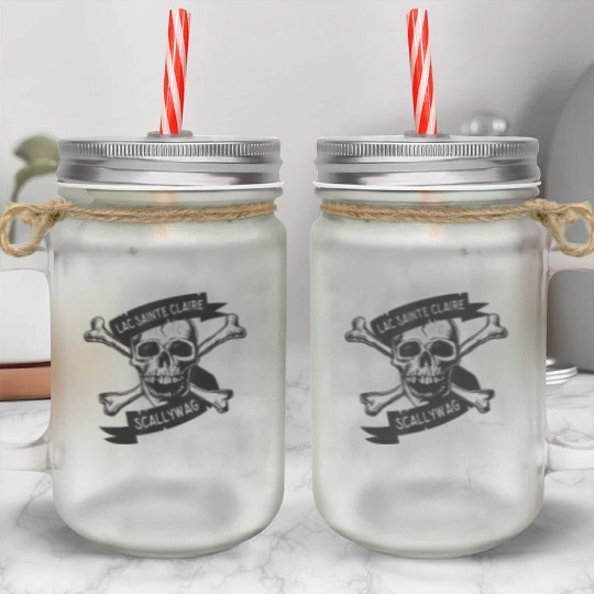 Michigan Lake St Clair Pirate Skull Bones Boating Mason Jar Cups