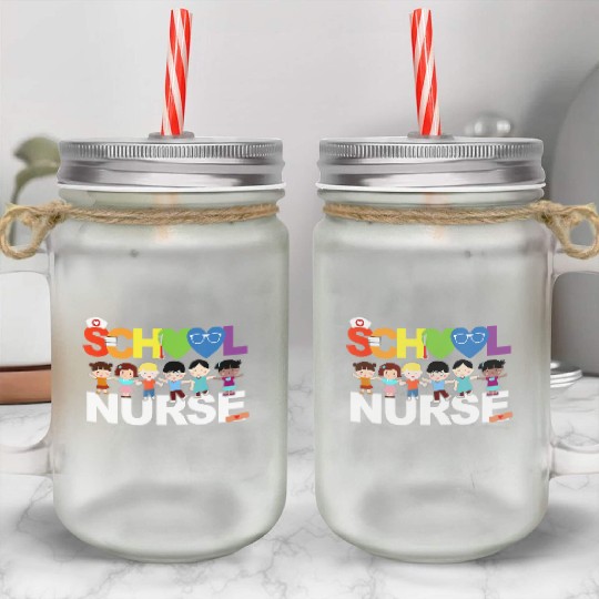 Elementary School Registered Nurse Back To School Mason Jar Cups