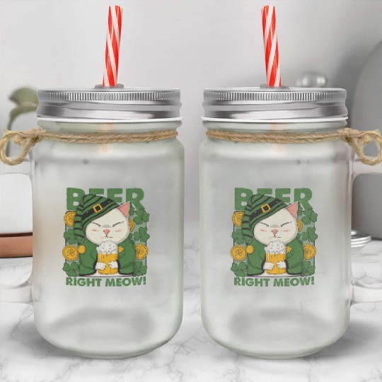 Beer Right Meow Mason Jar Cups