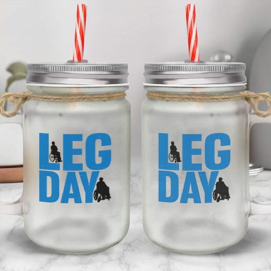 Leg Day Handicapped Wheelchair 24 Mason Jar Cups