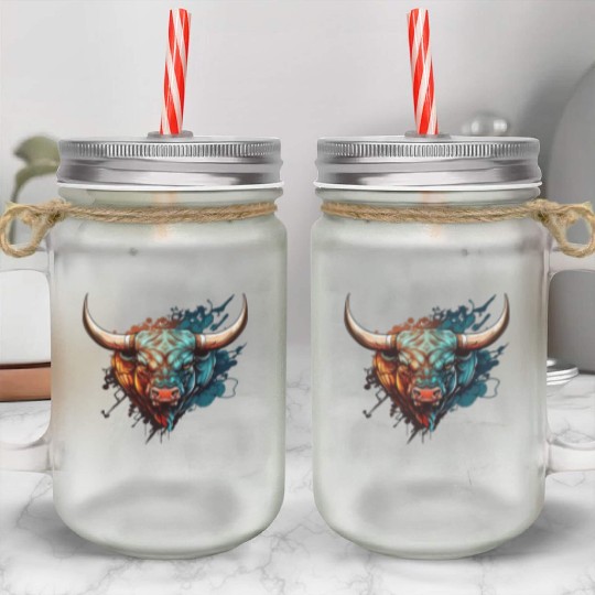 bull angry 1 Mason Jar Cups