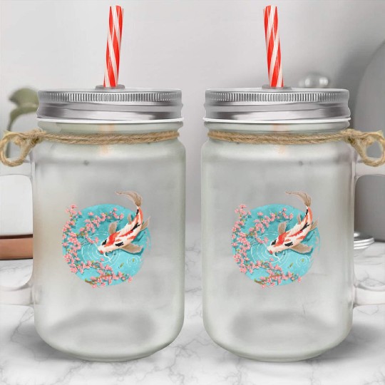 koi carp fish graphic koi fish lover Mason Jar Cups