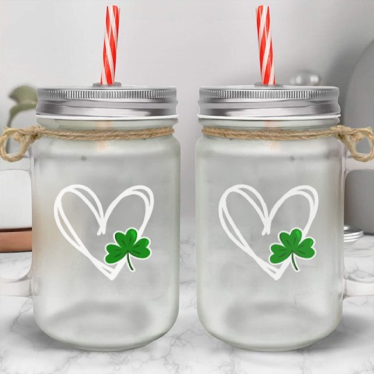 Heart St Patricks Day Shamrock Irish Toddler Baby Mason Jar Cups