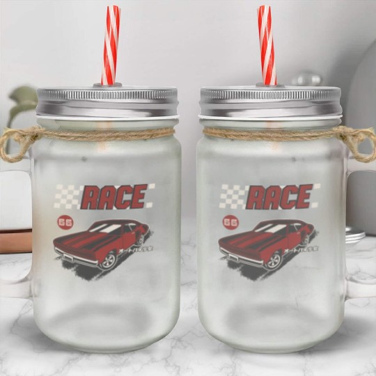 Retro Muscle Car Vintage Racing Car Lover Mason Jar Cups
