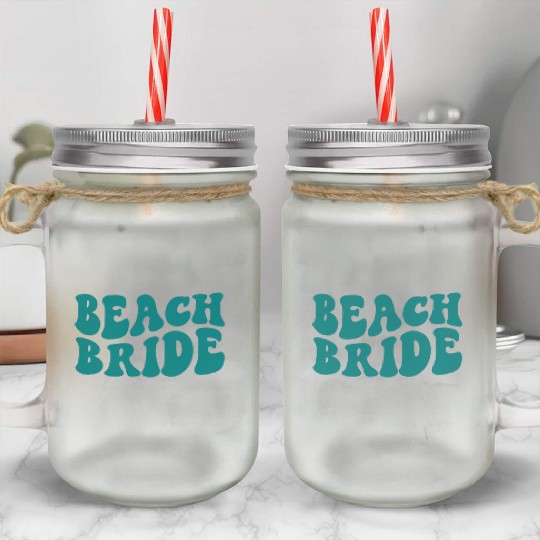 Beach Bride Teal Beach Theme Bachelorette Mason Jar Cups