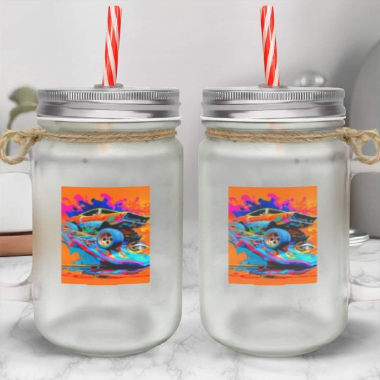 Car Muscle Car Vintage Retro muscle car Mason Jar Cups