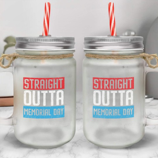 Patriotic Veteran USA Flag American Memorial Day Mason Jar Cups