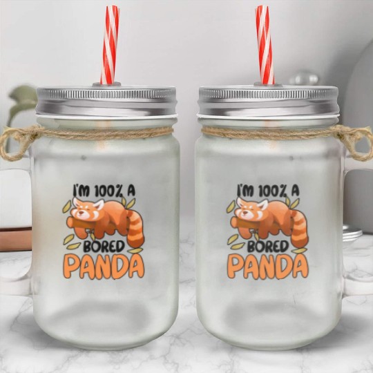 Red Panda Bored Cute Animal Lazy Animal Lover Mason Jar Cups