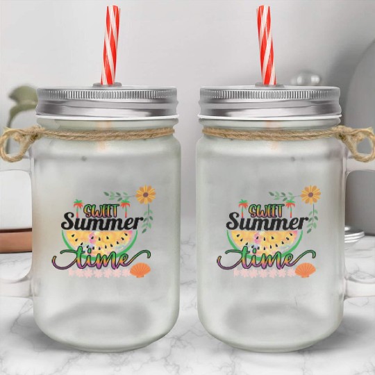 Cute summer design printed Sweet summer time Mason Jar Cups