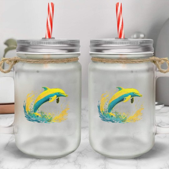 Dolphin Mason Jar Cups