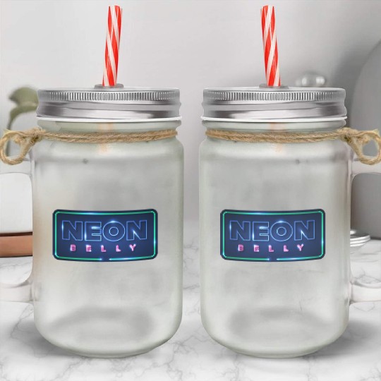Neon Belly Knee on Belly - BJJ Mason Jar Cups