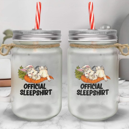 Sleep Mason Jar Cups Sleeping Cute Bunny Chibi Rabbit
