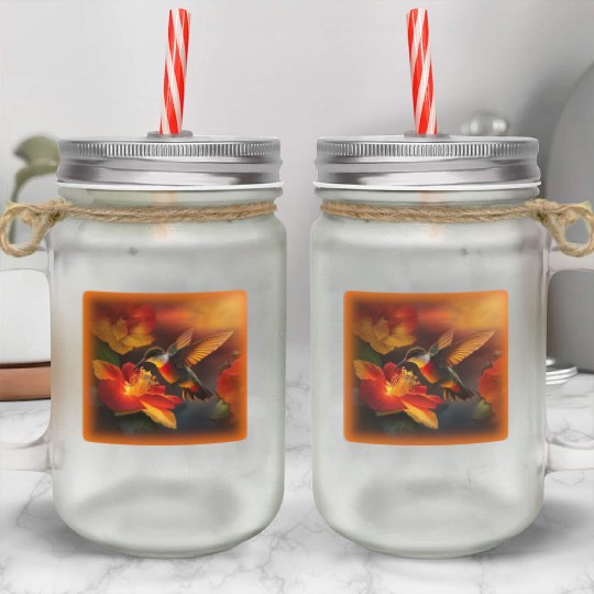 Hummingbird Hibiscus Flower Morning Sunrise Nature Mason Jar Cups
