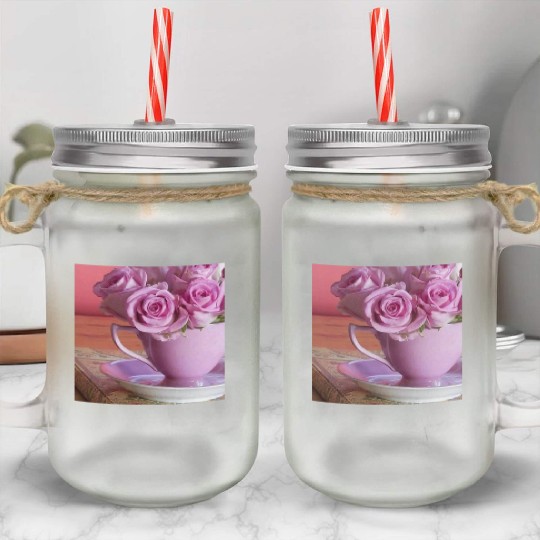 Beautiful Floral print Mason Jar Cups