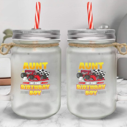 Formula Race Car Aunt of Birthday Boy Party Racin Mason Jar Cups