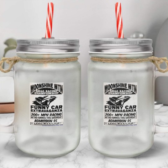 Vintage Hot Rod Classic Drag Racing Poster Mason Jar Cups