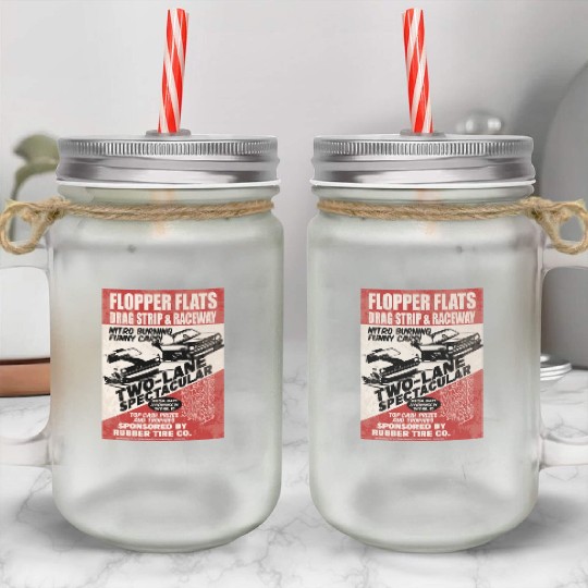 Vintage Hot Rod Classic Drag Racing Poster Mason Jar Cups