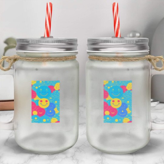 Smile Emotions Happiness Colorful Positive Design Mason Jar Cups