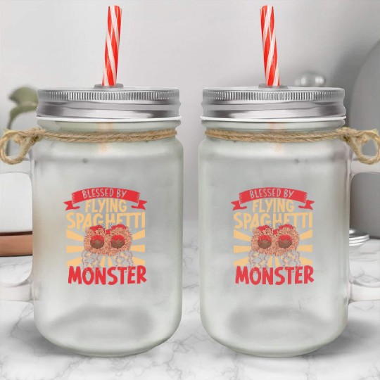 Atheist Atheism Flying Spaghetti Pastafarianism Mason Jar Cups
