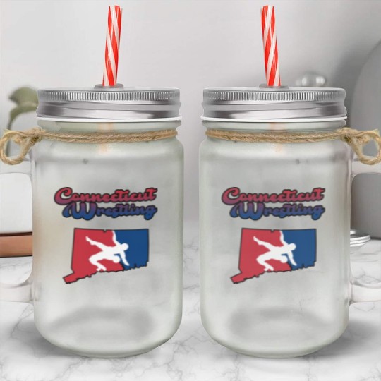 Connecticut Wrestling Mason Jar Cups