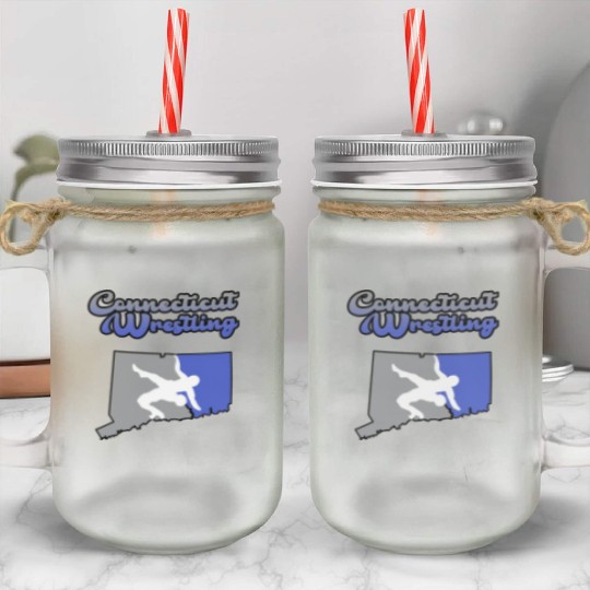Connecticut Wrestling Mason Jar Cups