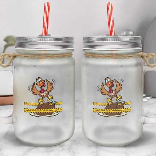 Crime Scene Do Not Cross Thanksgiving Turkey Mason Jar Cups