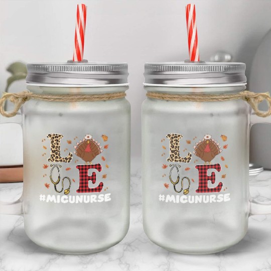 Cute MICU Nurse Thanksgiving Costume Mason Jar Cups