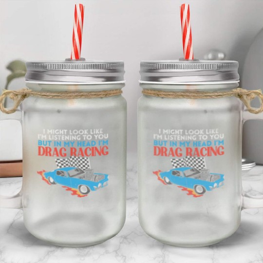 Drag Racer Car Racing Sports Car Drifting Mason Jar Cups