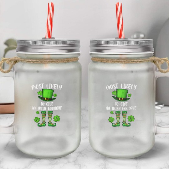 Irish Shamrock St Patricks Cow Mason Jar Cups