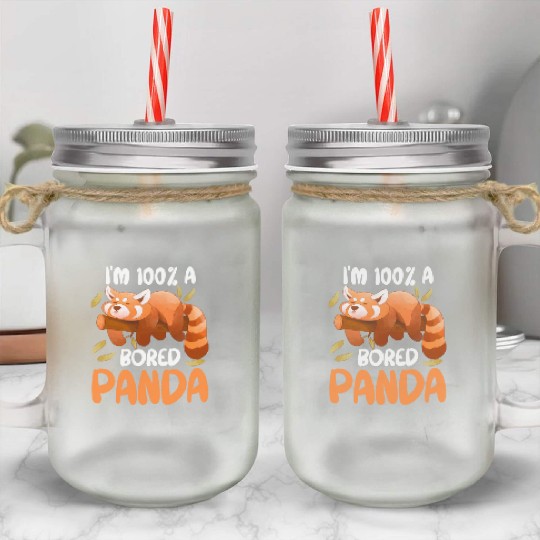 Red Panda Bored Cute Animal Lazy Animal Lover Mason Jar Cups