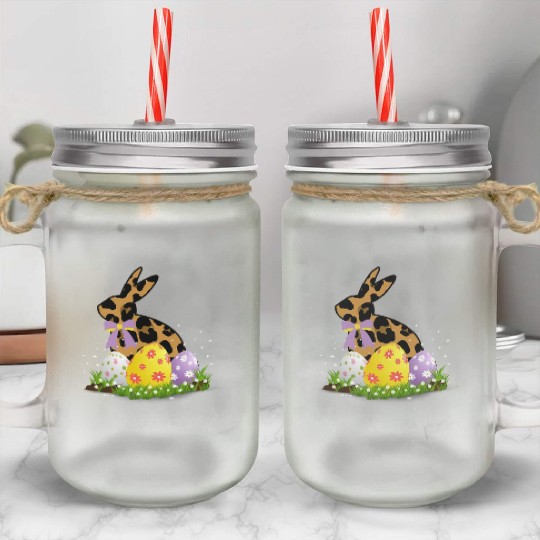 Easter Bunny Leopard Easter egg Rabbit Easter Day Mason Jar Cups