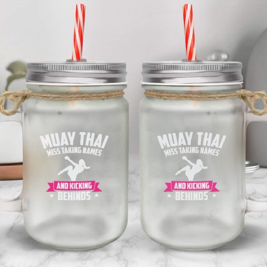 International Women's Day Muay Thai Girl Power Mason Jar Cups