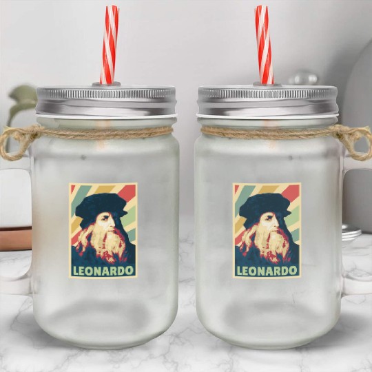 Leonardo Da Vinci Vintage Colors Mason Jar Cups