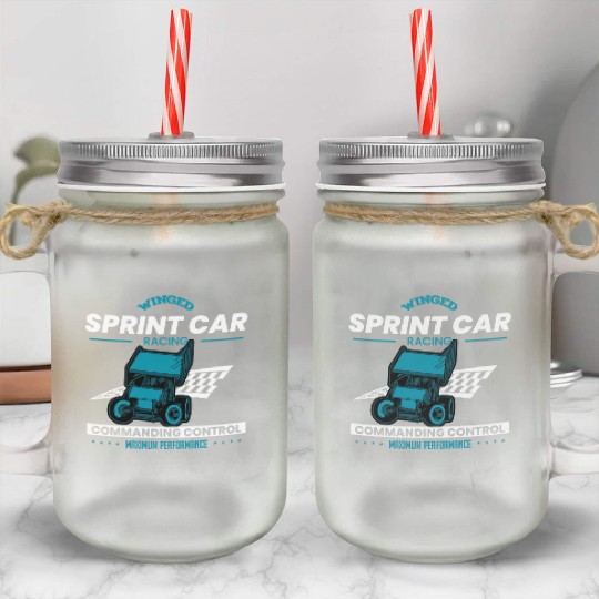 Sprint Car Racing, sprint car, dirt track racers Mason Jar Cups