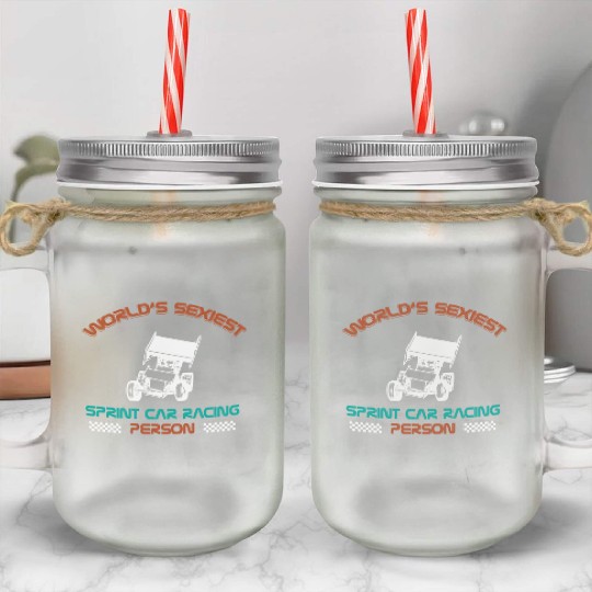 Sprint Car Racing, sprint car, dirt track racers Mason Jar Cups