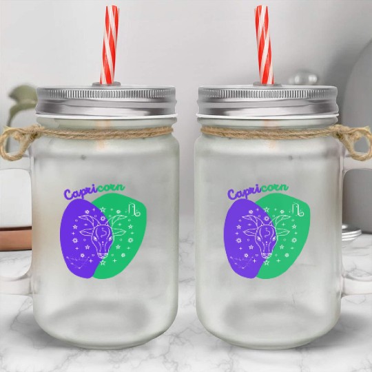 Cosmic Climb A Minimalist Capricorn Design Mason Jar Cups