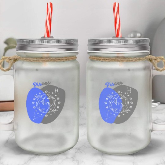 Underwater Dreams: A Minimalist Pisces Design Mason Jar Cups