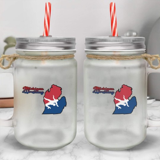 Michigan Wrestling Mason Jar Cups
