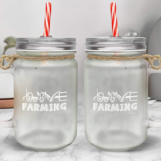 Funny Famer Farming Gifts Cow Lover Mason Jar Cups