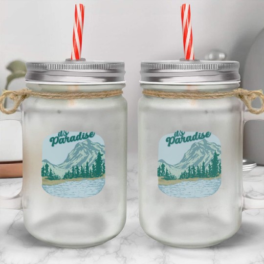 Mountain Landscape Paradise Mason Jar Cups