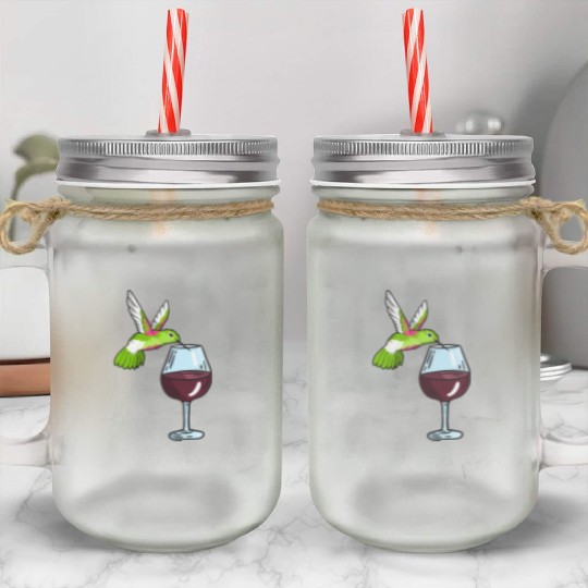 Hummingbird Drinking Wine Birdwatching Hummingbird Mason Jar Cups