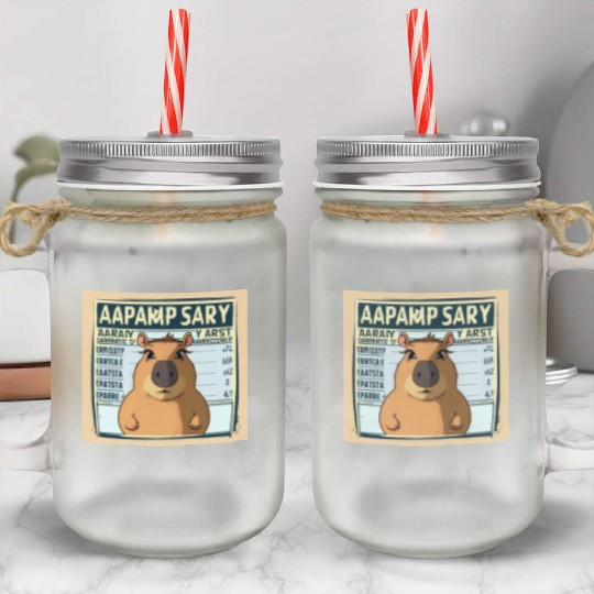 Wanted for 93 Felonies Na Capybara Mugshot Outlaw Mason Jar Cups
