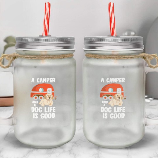 Dog Lover Camping Animal Camper Outdoors Mason Jar Cups