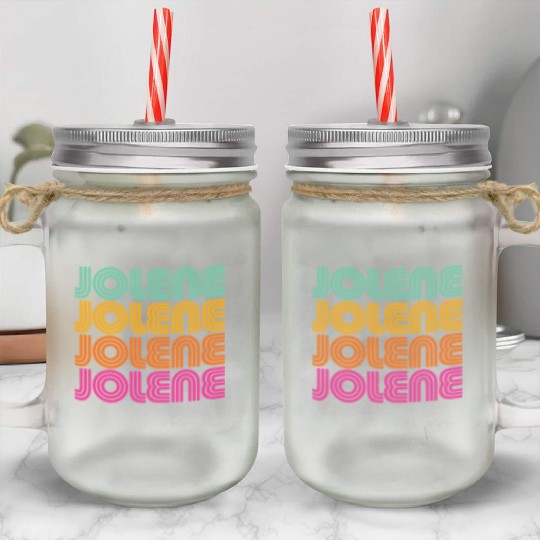 Jolene Retro Vintage 70s 80s Rainbow Pink Song Sun Mason Jar Cups